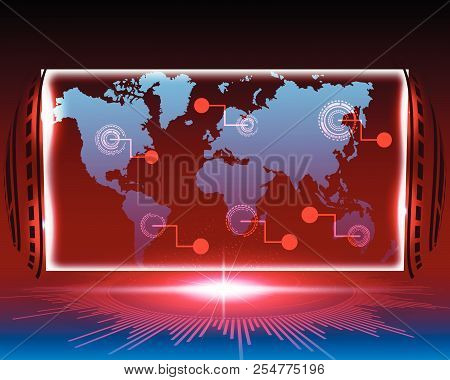 World Map Cyber Line Attack By Hacker Concept Background. Vector Illustration Eps10..