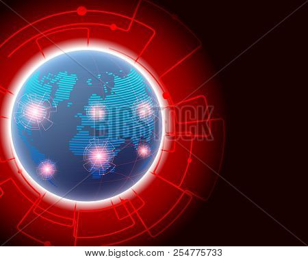 Global Worldwide Cyber Wireless Internet Cyber Attack By Hacker Red And Black Color Concept Backgrou