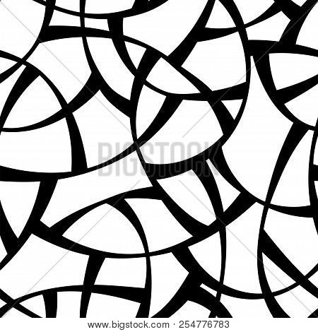 Vector Seamless Black And White Pattern. Abstract Geometric Background Design