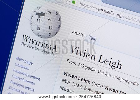 Ryazan, Russia - August 19, 2018: Wikipedia Page About Vivien Leigh On The Display Of Pc