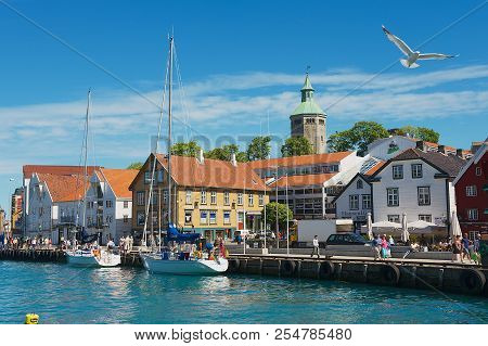 Stavanger, Norway - June 04, 2010: View To The Harbor And Historical Buildings In Stavanger, Norway.