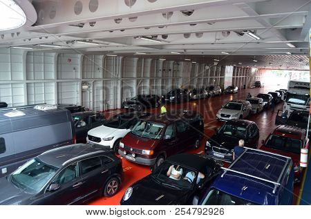 The Ferry from Horten to Moss connects Ostfold and Vestfold in Norway.June 22,2018. Moss,Norway