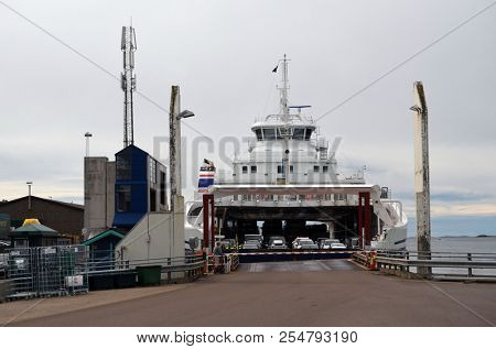 The Ferry from Horten to Moss connects Ostfold and Vestfold in Norway.June 22,2018. Moss,Norway