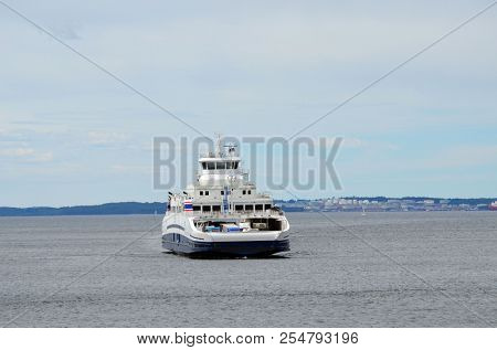 The Ferry from Horten to Moss connects Ostfold and Vestfold in Norway.June 22,2018. Moss,Norway