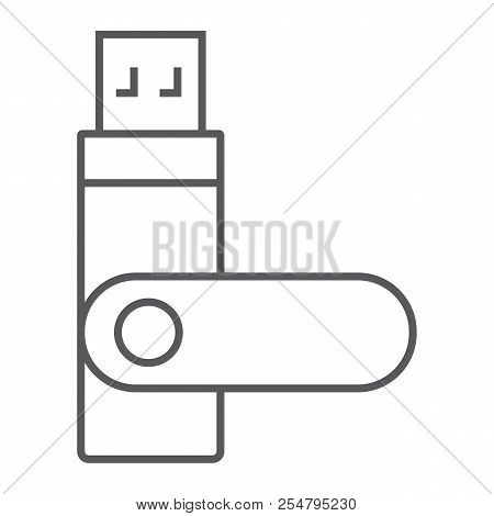 Usb Flash, Flash Card Thin Line Icon, Electronic