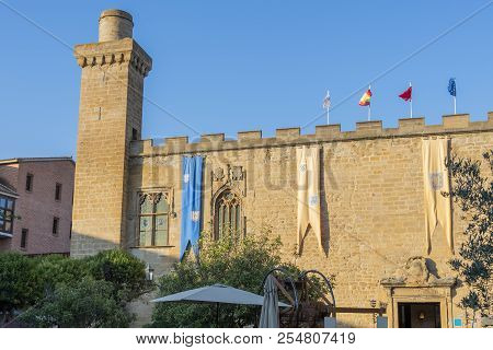 Old Square In Front Of The Olite Palace. Navarre Spain
