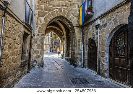 Passage With Arches In The Historic Center Of The Medieval Town Of Olite. Navarre Spain