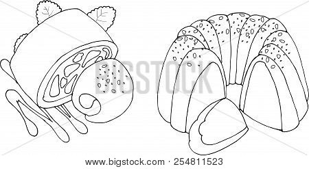 Rasterbundt Cake And Apple Strudel. Raster Illustration