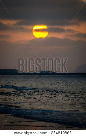 Saaidia Sunset Beach And Waves And Rocks