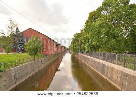Obvodny Canal In Kronstadt In Saint Petersburg, Russia.