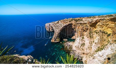 Blue Grotto Malta Landmark Ultra Wide Shot Panoramic