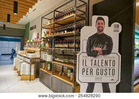 ROME, ITALY - CIRCA NOVEMBER, 2017: Gusto Restaurant in Fiumicino International Airport 