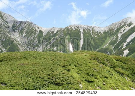 Tateyama Mountain Range With Snow In Summer In Toyama, Japan