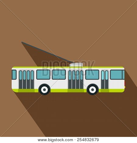 Trolleybus Icon. Flat Illustration Of Trolleybus Icon For Web Design