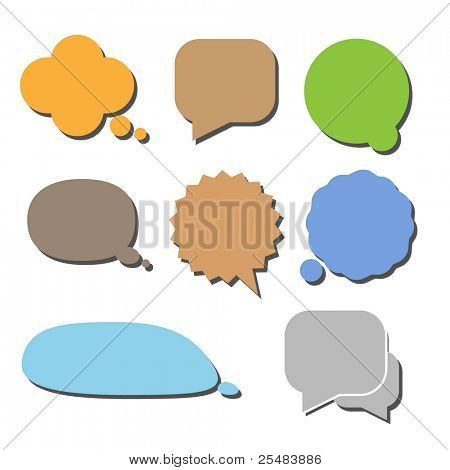 Set di nuvole colorate stile comico con shaddow
