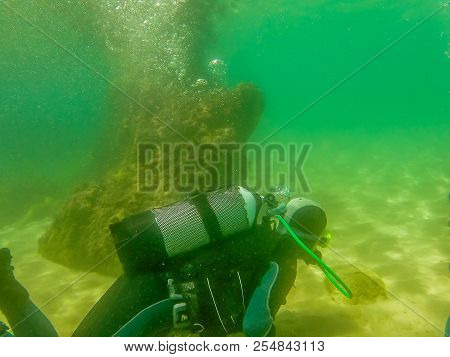 Diving Hobbie In Houcima Bay In Summer