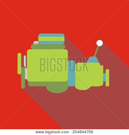 Car Gearbox Icon. Flat Illustration Of Car Gearbox Icon For Web Isolated On Red Background