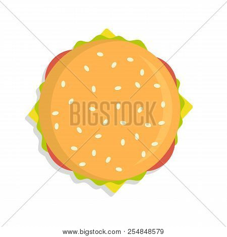 Burger Icon Top View . Stock Flat Vector Illustration.