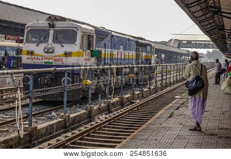 Ajmer, India - Nov 5, 2017. People Waiting At Railway Station In Ajmer, India. India Railway Is The 