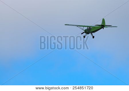 Novosibirsk, Russia - August 5, 2018: Yak-12m, Performs The Flight Program At The Air Show At The Ai