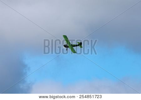 Novosibirsk, Russia - August 5, 2018: Yak-12m, Performs The Flight Program At The Air Show At The Ai