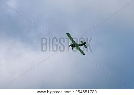 Novosibirsk, Russia - August 5, 2018: Yak-12m, Performs The Flight Program At The Air Show At The Ai
