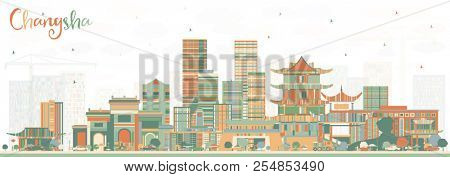 Changsha China City Skyline with Color Buildings. Business Travel and Tourism Concept with Modern Architecture. Changsha Cityscape with Landmarks.