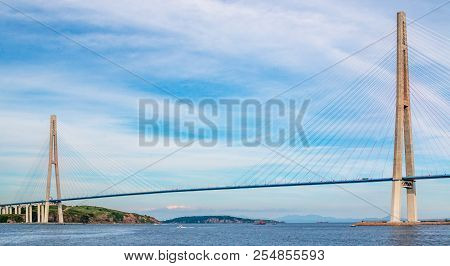 The Russky Or Russian Bridge To Russky Island Is In Vladivostok Provides Communication With The Main