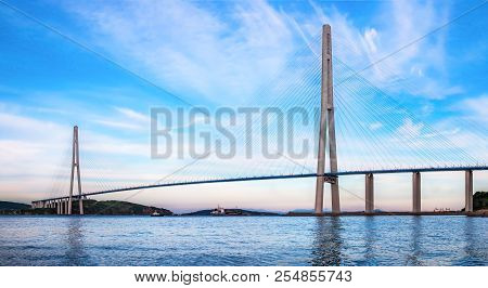 The Russky Or Russian Bridge To Russky Island Is In Vladivostok Provides Communication With The Main