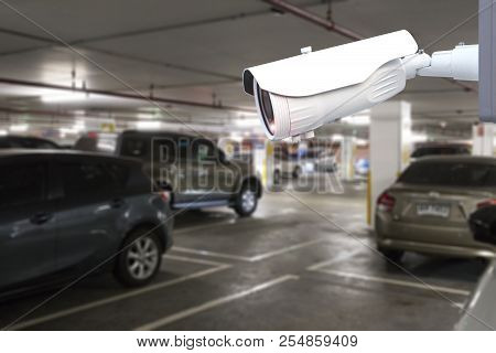 Security Cctv Camera Operating In Car Prak Building