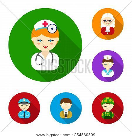 People Of Different Professions Flat Icons In Set Collection For Design. Worker And Specialist Vecto