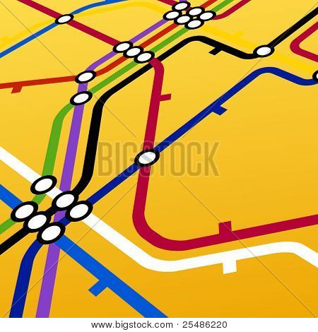 Sfondo di prospettiva dello schema della metropolitana su giallo