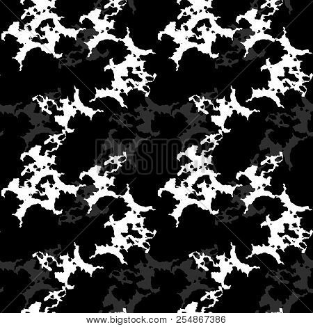 Ufo Military Camouflage Seamless Pattern In Black, Grey And White Colors