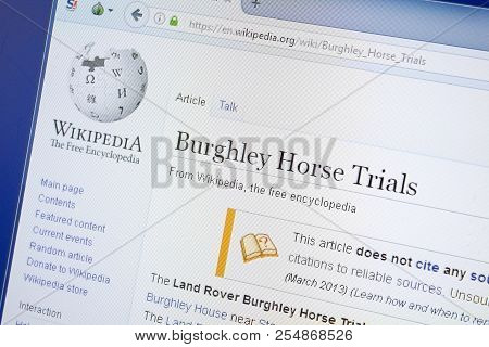 Ryazan, Russia - August 19, 2018: Wikipedia Page About Burghley Horse Trials On The Display Of Pc