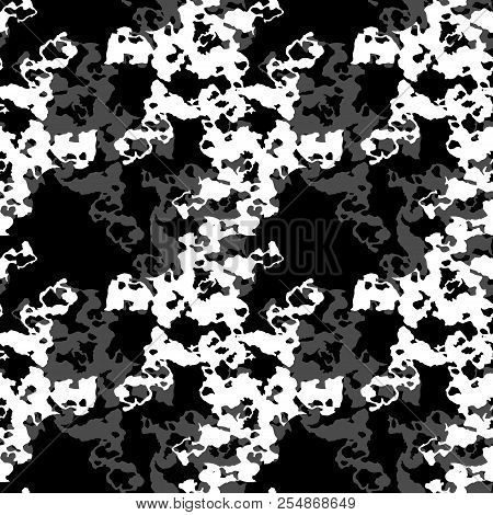 Ufo Military Camouflage Seamless Pattern In Black, Grey And White Colors