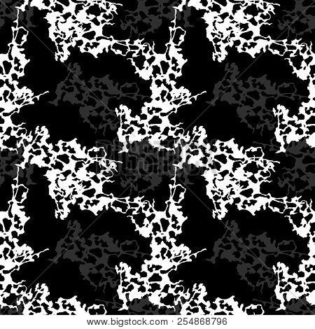 Ufo Military Camouflage Seamless Pattern In Black, Grey And White Colors