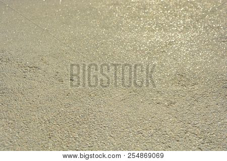 Yellow Bright Background, Construction Wall With Very Small Glass Stones Matte White And Gray With A