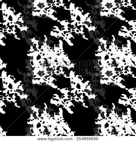 Ufo Military Camouflage Seamless Pattern In Black, Grey And White Colors