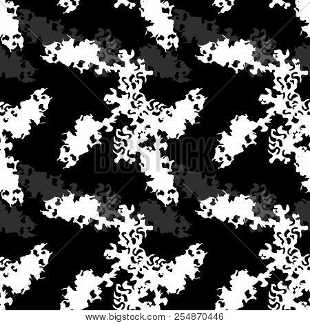 Ufo Military Camouflage Seamless Pattern In Black, Grey And White Colors