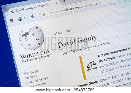 Ryazan, Russia - August 19, 2018: Wikipedia Page About David Gandy On The Display Of Pc