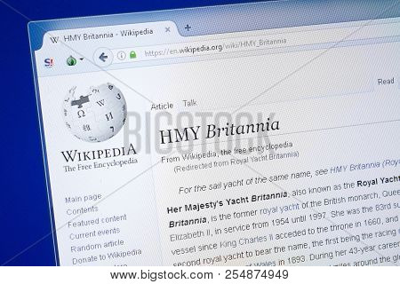 Ryazan, Russia - August 19, 2018: Wikipedia Page About Hmy Britannia On The Display Of Pc