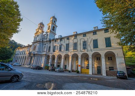 Acquasanta, Italy, September 28, 2017 - Sanctuary Of Our Lady Of Acquasanta , Genoa (genova) Inland 