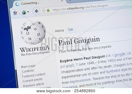 Ryazan, Russia - August 19, 2018: Wikipedia Page About Paul Gauguin On The Display Of Pc