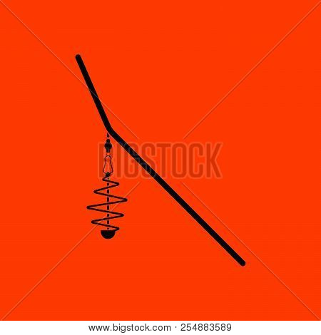 Icon Of  Fishing Feeder Net. Orange Background With Black. Vector Illustration.