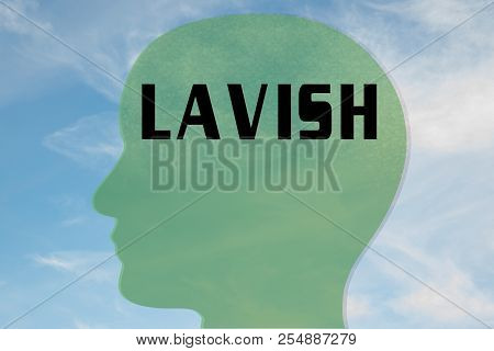 Render Illustration Of Lavish Title On Head Silhouette, With Cloudy Sky As A Background.