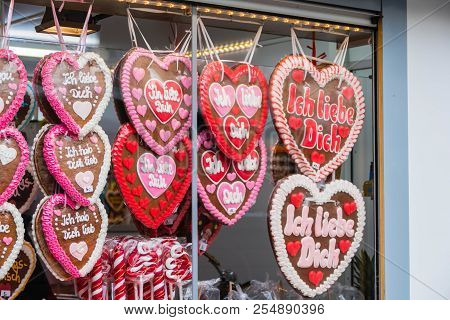 Many Red Gingerbread Hearts I Love You