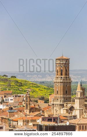 Cathedral Tower In The Skyline Of Tudela, Spain