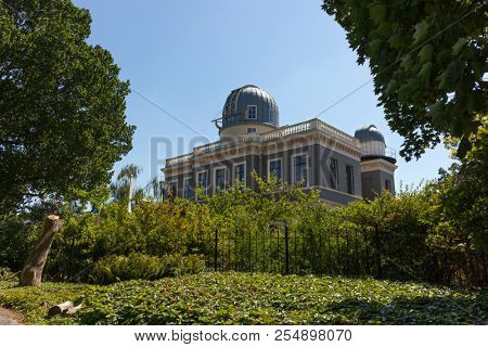 Leiden, Netherlands - July 12B, 2018:  Astronomical observatory In the Hortus Botanicus in Leiden