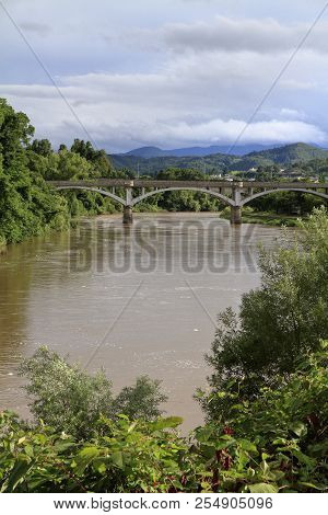 Mogami River In Sagae City, Yamagata, Japan