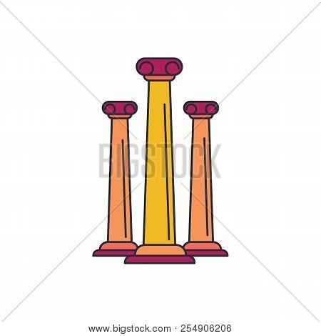 Ancient Columns Icon. Cartoon Ancient Columns Vector Icon For Web Design Isolated On White Backgroun